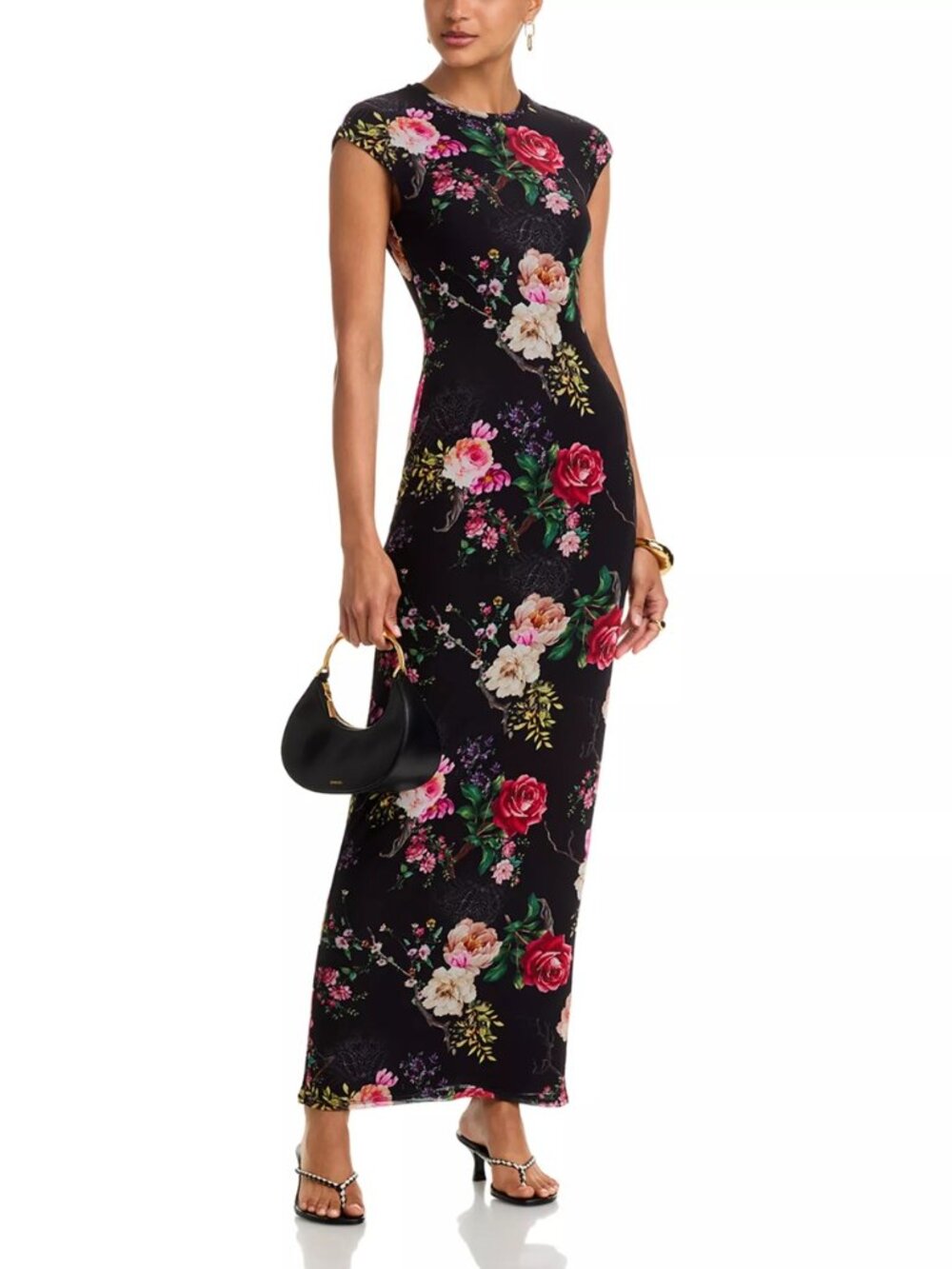 AFRM Cody Dress - Noir Summer Rose - SMALL